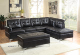 Barrington 109" x 108" PU Leather Chaise Sofa, Black