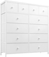 Dresser, Dresser for Bedroom with 12 Drawers, Tall Dresser with Wooden Top and Metal Frame, Fabric Bedroom Dressers & Chests of Drawers Clearance, 40.6" W x 11.8" D x 43.7" H, Aqua