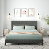 Pax Upholstered Platform Bed Frame/Sleak Wingback/Mattress Foundation/Wood