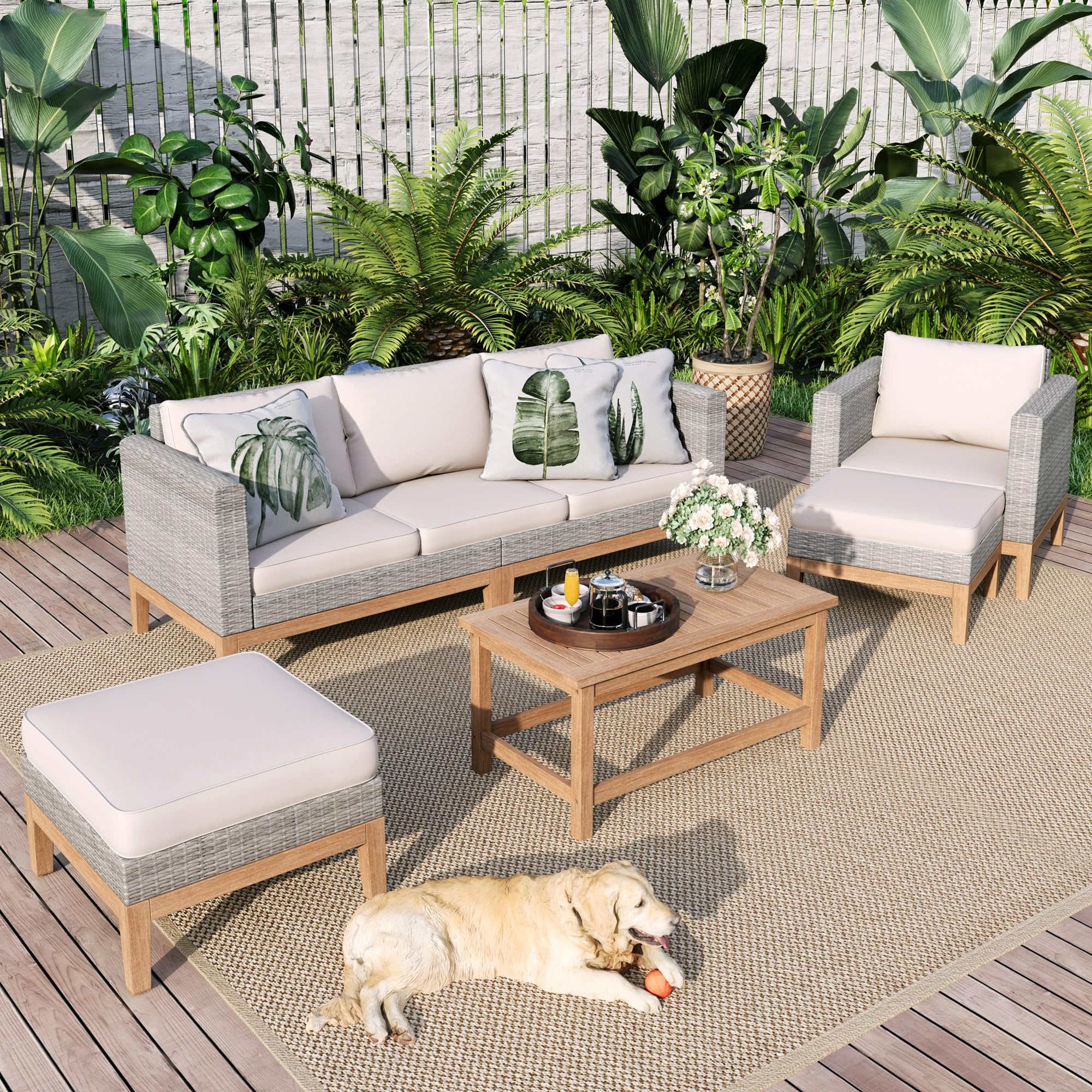 Outdoor Patio Furniture Sets, 5-Piece All-Weather Patio Conversation Set