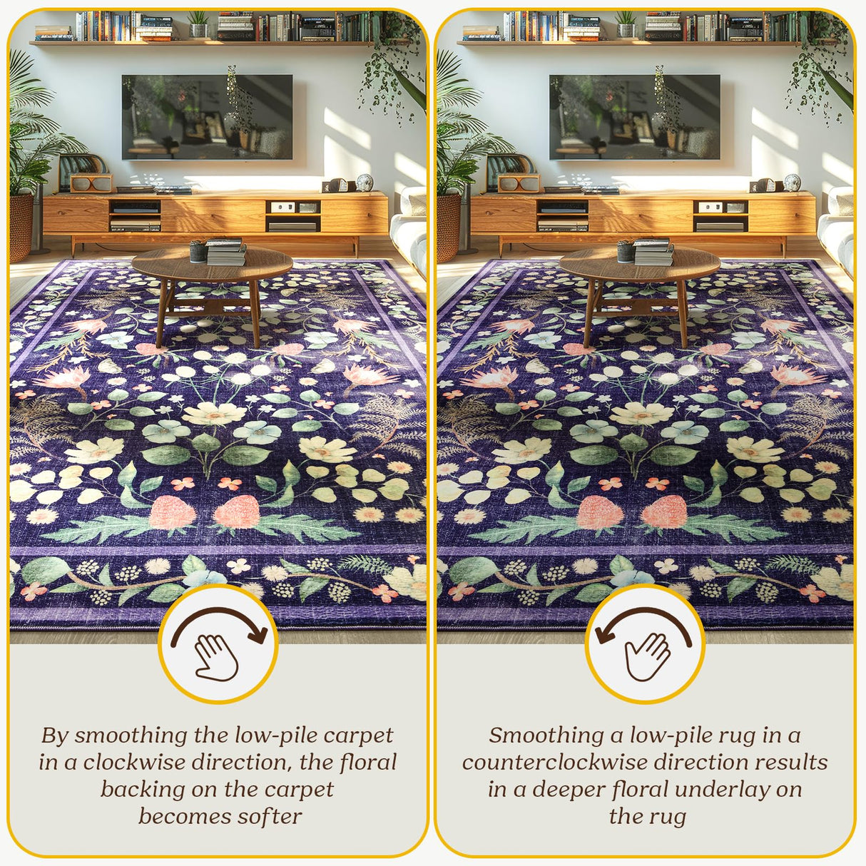 Rugs for Living Room 5x7 Non-Slip Carpet Washable Boho Rug Vintage Low Pile Carpet
