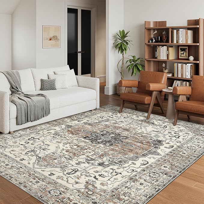 9x12 Area Rugs for Living Room,Ultra-Thin Washable Rug, Non-Slip Lightweight Foldable