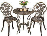 Bistro Set 3 Piece Rustproof Cast Aluminum Patio Furniture Sets 2 Chairs and 1 Round Table Outdoor