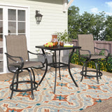 3 Piece Outdoor Bar Set, Counter Height Patio Bar Bistro Table and Swivel