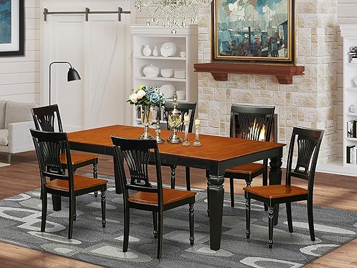 LGPL9-BCH-W Logan 9 Piece Set Includes a Rectangle Dining Room Table with Butterfly