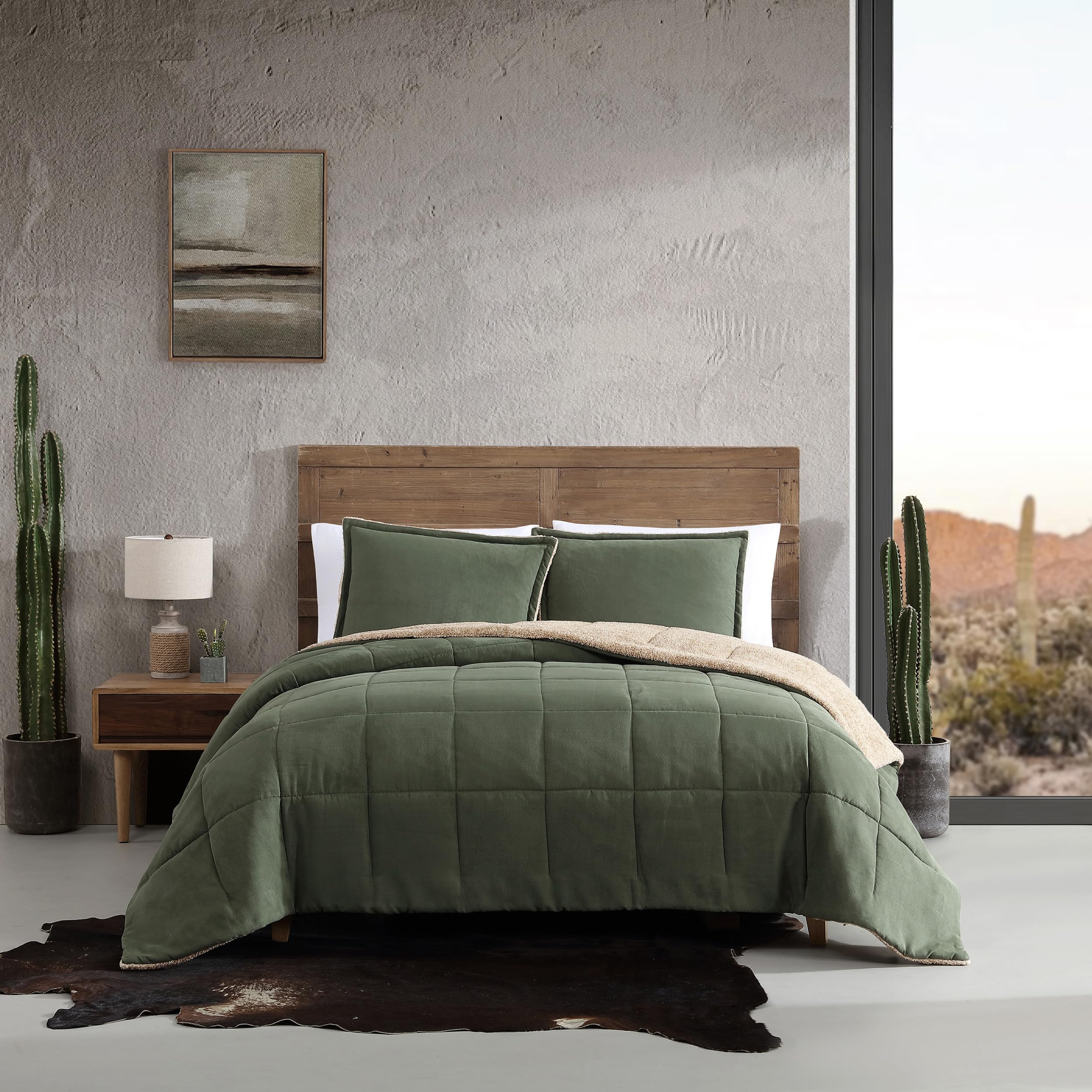 Queen Comforter Set - Soft Microsuede with Sherpa Reverse