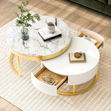 Modern Round Living Room Coffee Table Set of 2 Nesting Coffee Table Center Table