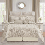 9-Piece Jacquard Comforter Set - Luxury Damask Bedding King Size (Taupe Beige)