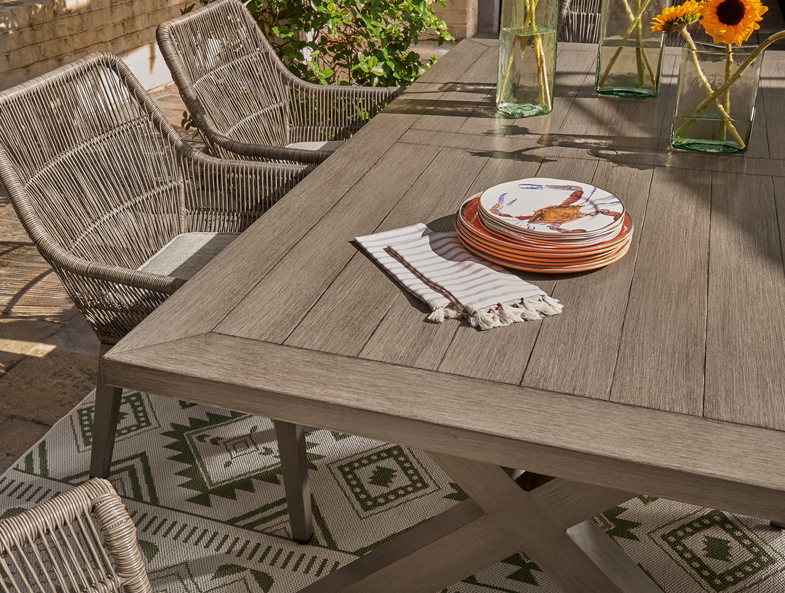 Beach Front Casual Outdoor Dining Table with Umbrella Option