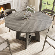 47 Inch Round Dining Table for 4 with Wooden Pedestal Base