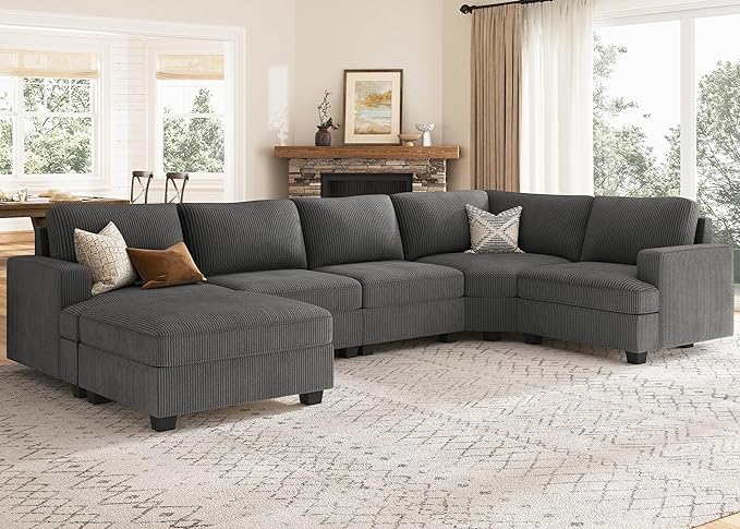 Modular Sectional Couch with Storage Ottoman, U Shape Sectional Sofa