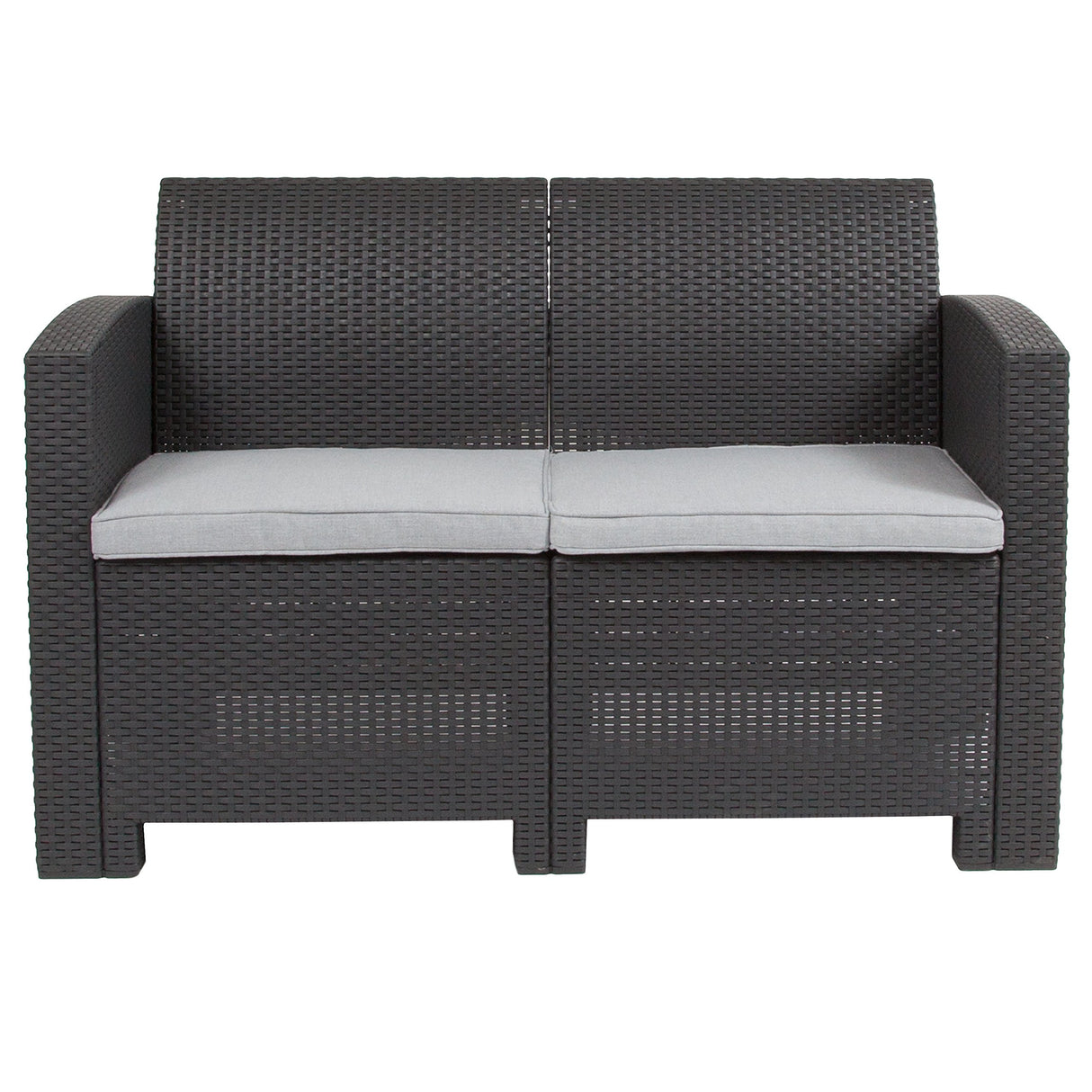 Seneca Dark Gray Faux Rattan Loveseat