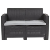 Seneca Dark Gray Faux Rattan Loveseat