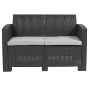 Seneca Dark Gray Faux Rattan Loveseat