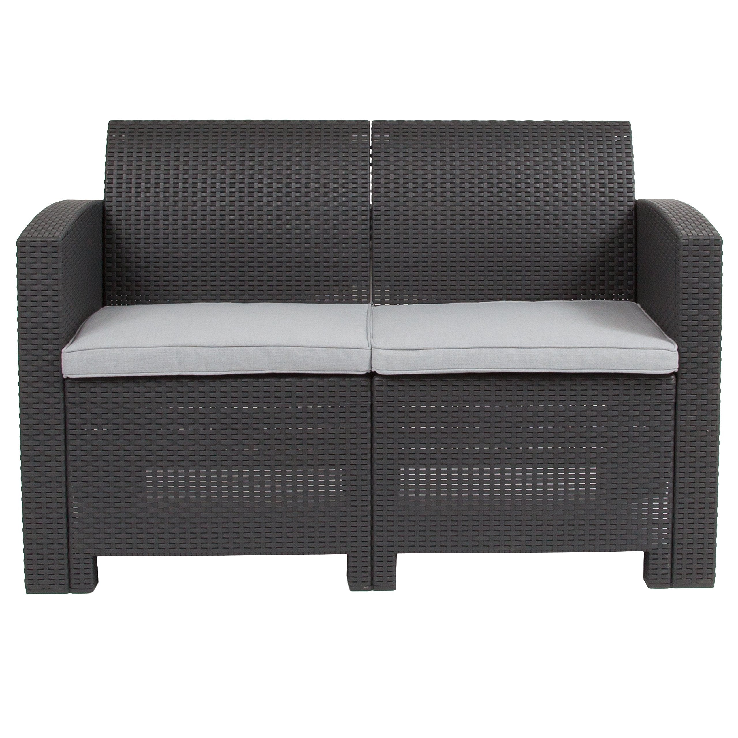 Seneca Dark Gray Faux Rattan Loveseat