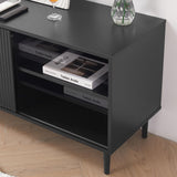 Black TV Stand, Modern TV Consoles for Living Room 65+ Inch TV, Fluted Panel Media