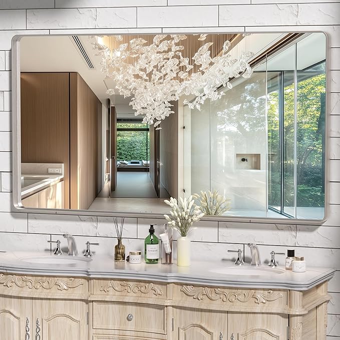 Black Bathroom Mirrors  Metal Frame Rectangle Mirror