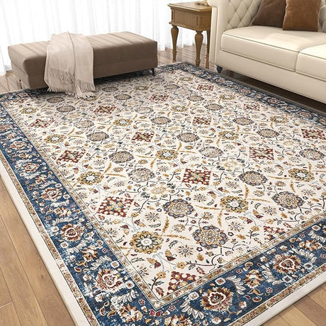 8x10 Washable Area Rug for Living Room Bedroom - Vintage Boho Carpet Large Soft