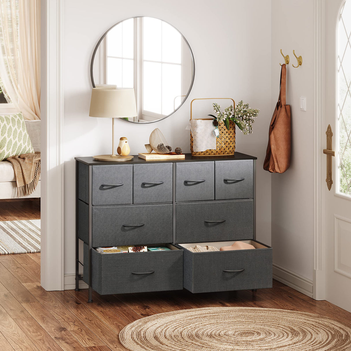 Dresser for Bedroom with 8 Drawers, Wide Fabric Dresser for Storage and Organization