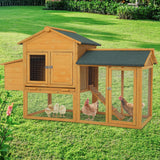 Chicken Coop 75.7" Large Hen House Wooden Multi-Level Poultry Cage