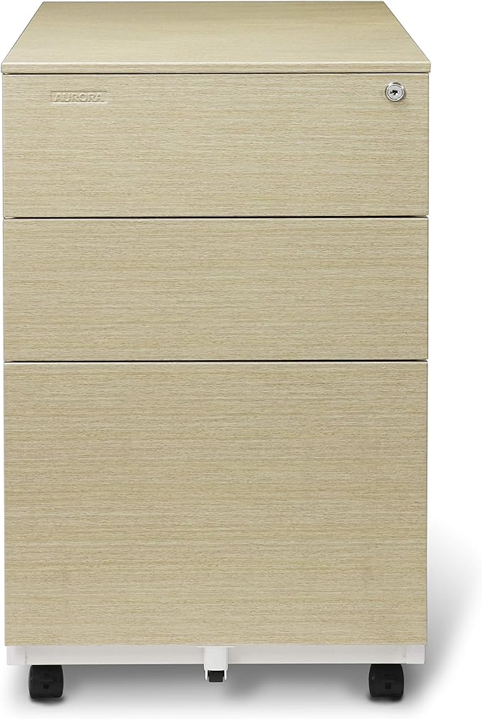 Mobile File Cabinet 3-Drawer Metal with Lock Key Sliding Drawer