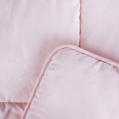 Quilted Comforter | 85" x 65" | Made of 100% Brushed Microfiber Polyester (Shell) & 200 GSM Fiberfill | Soft, Breathable & Durable | Ideal for Twin-Size Beds | Box Pattern in Pink