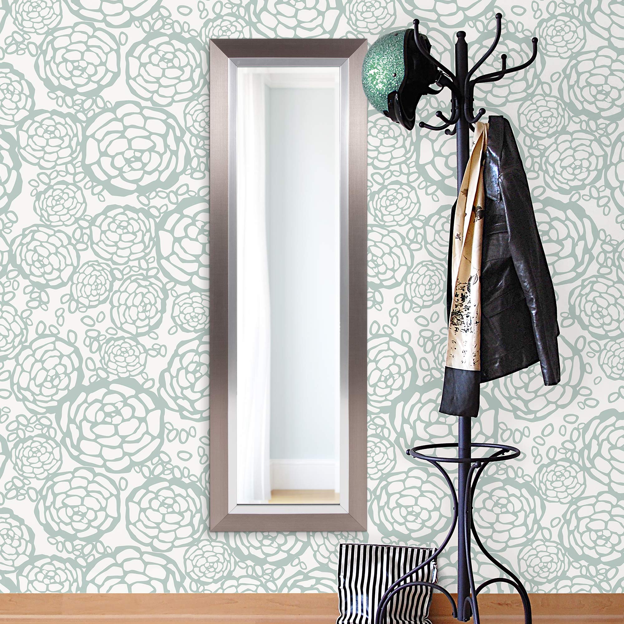 Chicago Tall Rectangular Mirror,  Brushed Silver