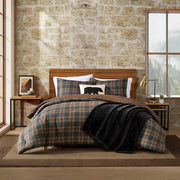 Queen Comforter Set - Huntley Plaid Brown 3-Piece Bedding with Matching Pillowcases