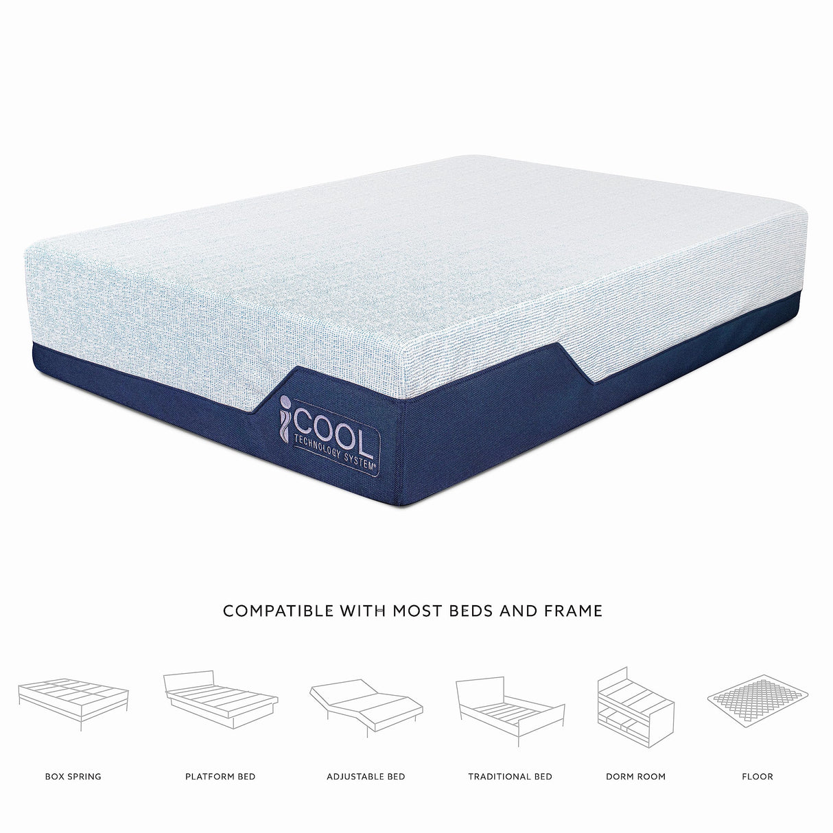 14-Inch Queen Size Mattress, iCOOL Tech and Cooling Gel Infused Medium Plush Memory