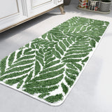 Homantic Bathroom Runner Rug - Non Slip Dark Green Long Bathroom Rug Long Bath Mat Leaf Bedroom Decor 47 Inches Rugs Water Absorbent Bath Rugs for Bathtub Leaves 18" x 47"