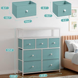 Dresser for Bedroom with 7 Drawers and 2 Shelves TV Stand Dresser with Wooden