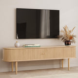 71’’ TV Stand with Storage and Shelves designed to fit 65’’ - 75’’ TVs. Wood Entertainment