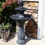 45-Inch 2-Tier Arcade Outdoor Solar Water Fountain - Outdoor Water Feature with LED Light