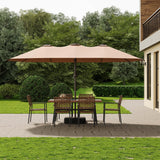 15ft Large Patio Umbrella with Solar Lights, Double-Sided Rectangle Outdoor Umbrella