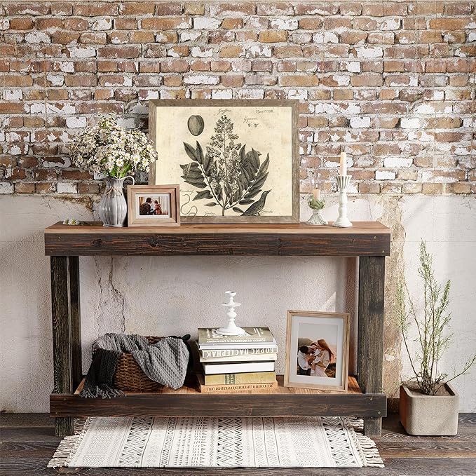 Rustic Console Table, 46 Inch Reclaimed Wood Console Table