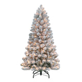 Pre-Lit 4.5' Flocked Virginia Pine Artificial Christmas Tree with 200 Lights, Green