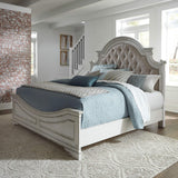Magnolia Manor King Upholstered Bed - Antique White Tufted Chenille
