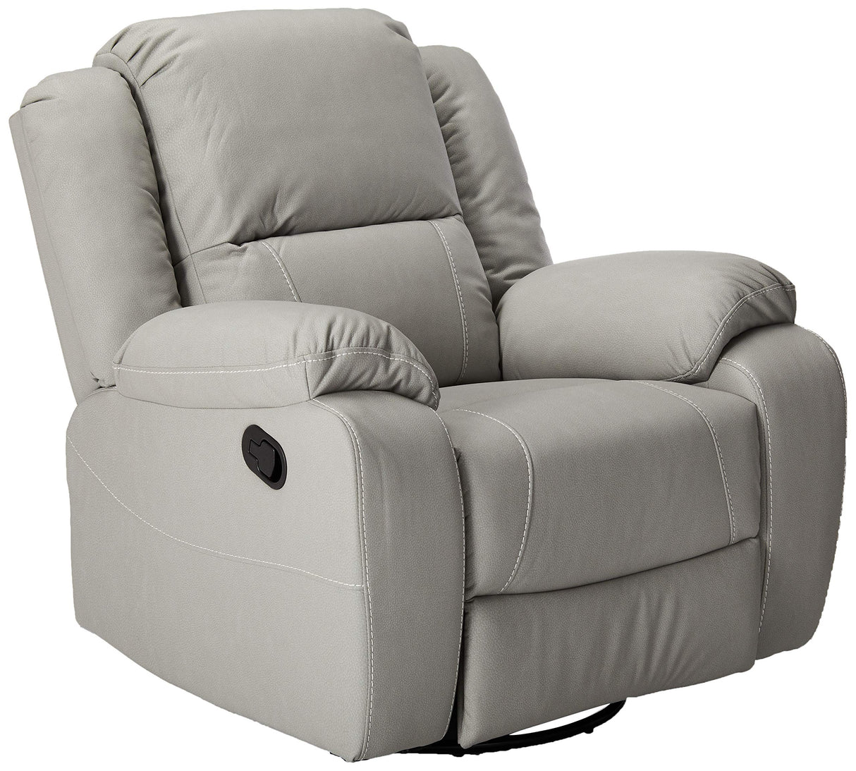 Teresa Classic Tufted Leather Swivel Recliner, Light Grey 37.5D x 39W x 39.75H Inch