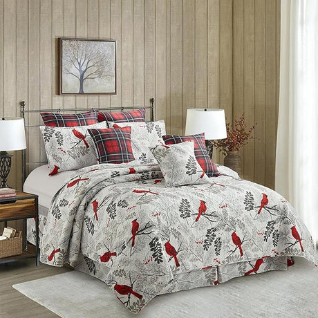 3 Piece Full/Queen Cabin Quilt Bedding Set - Lodge Life - Rustic Country Reversible