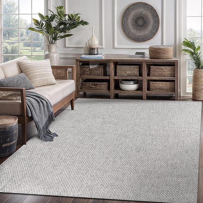 Easy Jute Rug 9x12, Indoor Outdoor Natural Color Farmhouse Area Rugs for Living Room