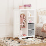 Kids Dress Up Storage with Full Length Mirror, Kids Armoire with 2 Storage Bins