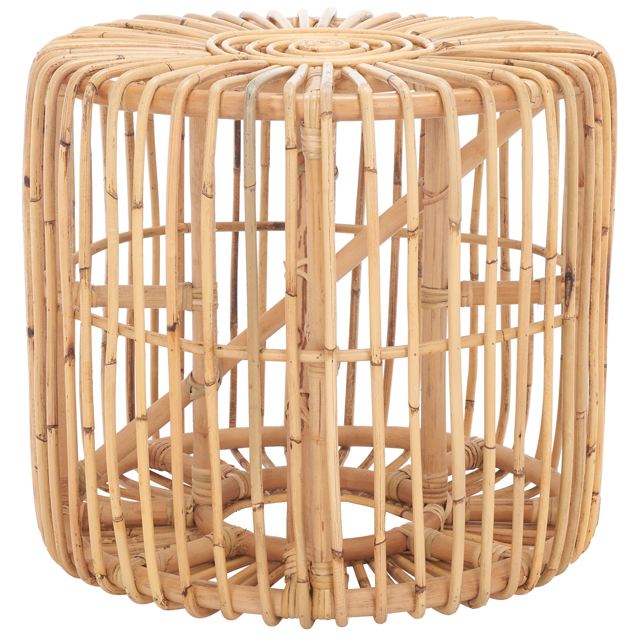 Home Collection Jabez Tropical Coastal Natural Rattan Round Drum Accent