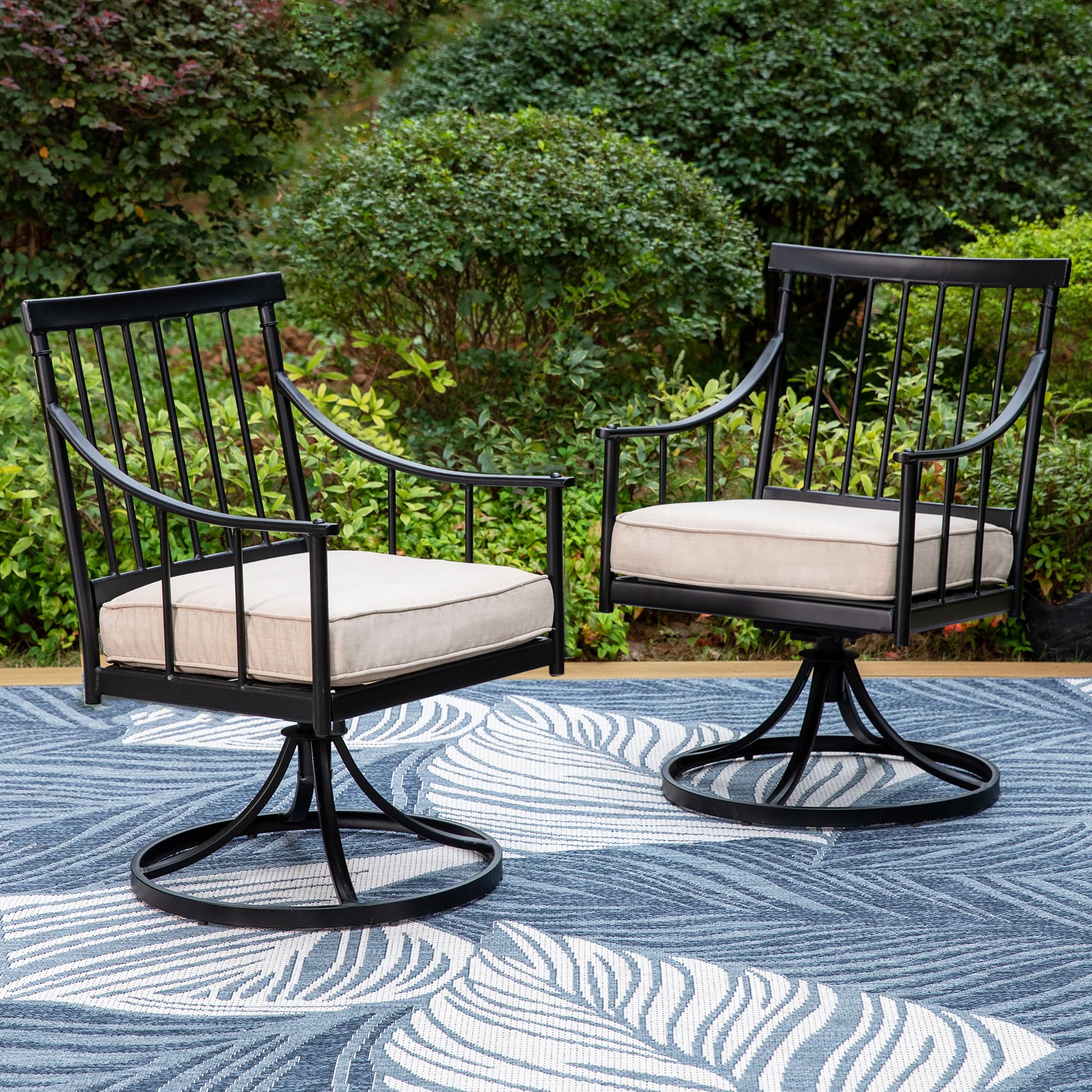 Swivel Chairs Set of 2 Patio Dining Rocker Chair with Cushion Rocking Patio Furniture
