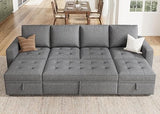 Modular Sectional Sleeper Sofa with Pull Out Bed, Convertible L Shaped