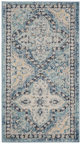 SAFAVIEH Evoke Collection 2'2" x 4' Light Blue/Ivory EVK274C Boho Trellis Non-Shedding Living Room Bedroom Accent Rug