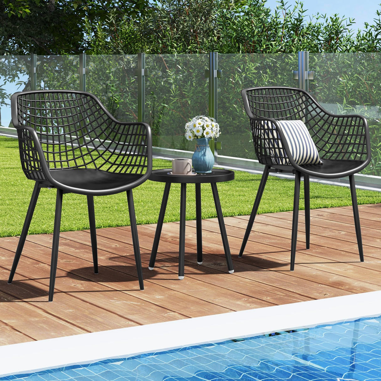 3 Piece Patio Bistro Set, All Weather Heavy Duty Table and Chairs Set of 2