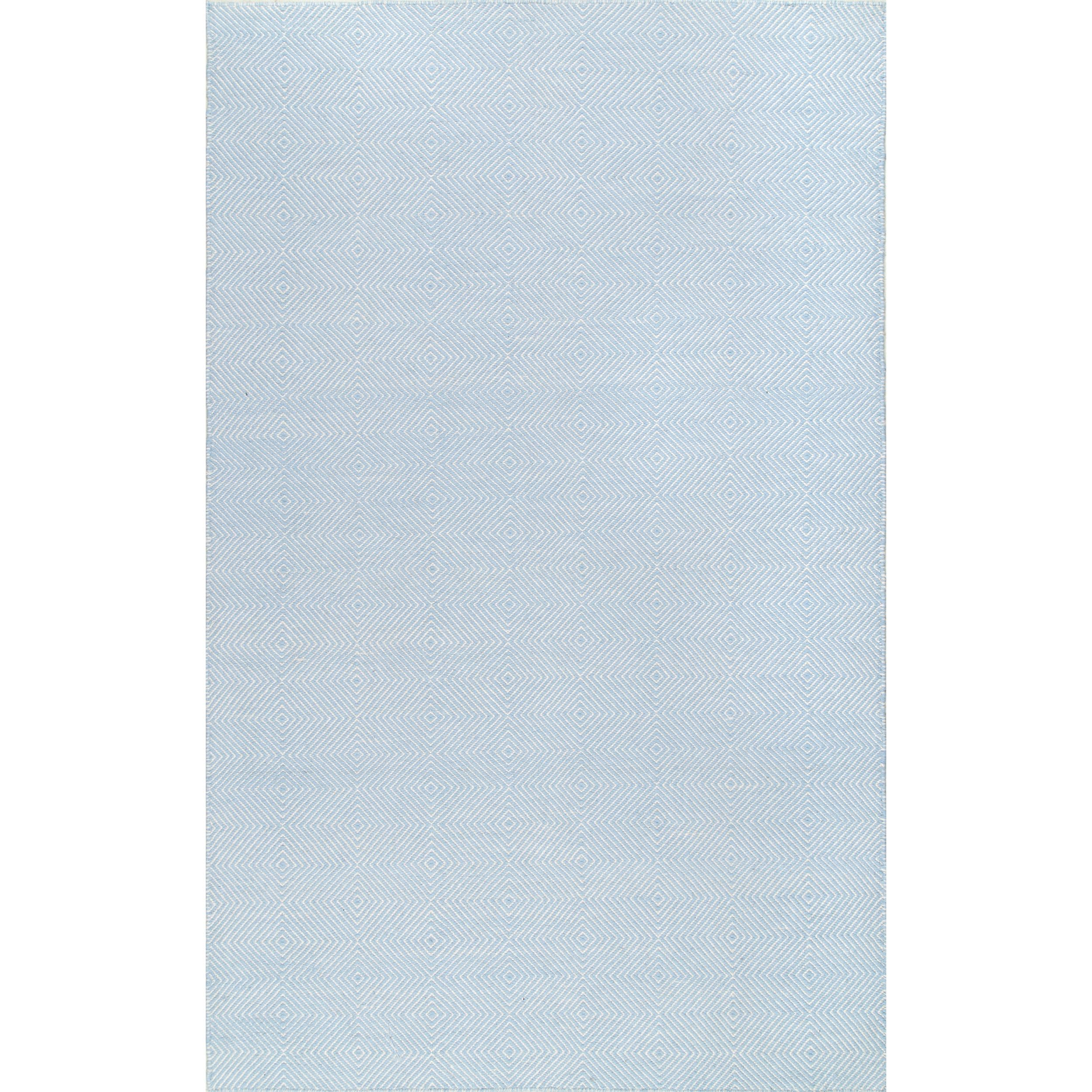 Ago Geometric 8x10 Wool Area Rug - Light Blue & Ivory