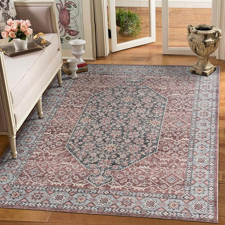 Camilla Boho Area Rug, 5'×7' Washable Oriental Accent Rug, Non-Slip Traditional Floral