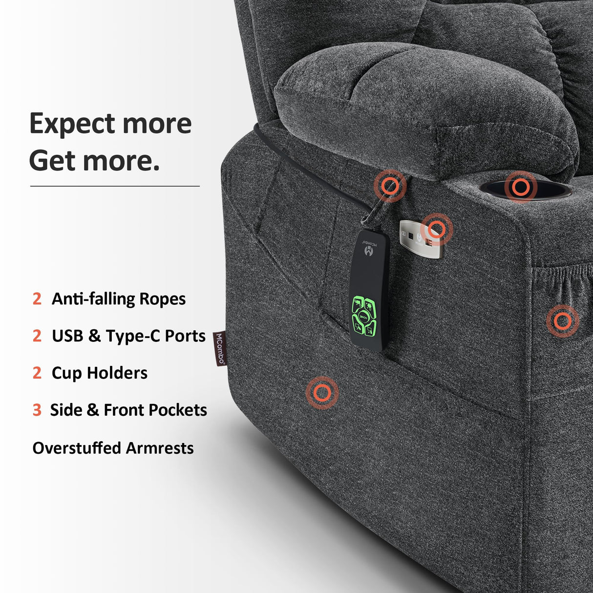 PowerLiftMax Dual Motor Wide Recliner Chair – Heat, Vibration, USB-C & Cup Holders