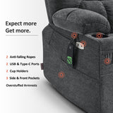 PowerLiftMax Dual Motor Wide Recliner Chair – Heat, Vibration, USB-C & Cup Holders
